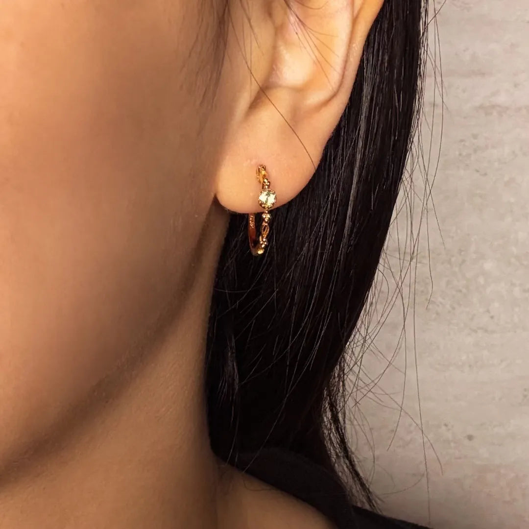 Peridot Creolen Ohrringe "Natürliche Finesse" Vergoldet Silber