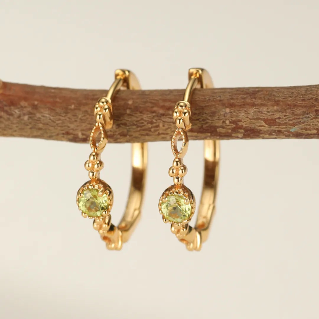 Peridot Hoop Earrings "Natural Finesse" Gold-Plated Silver