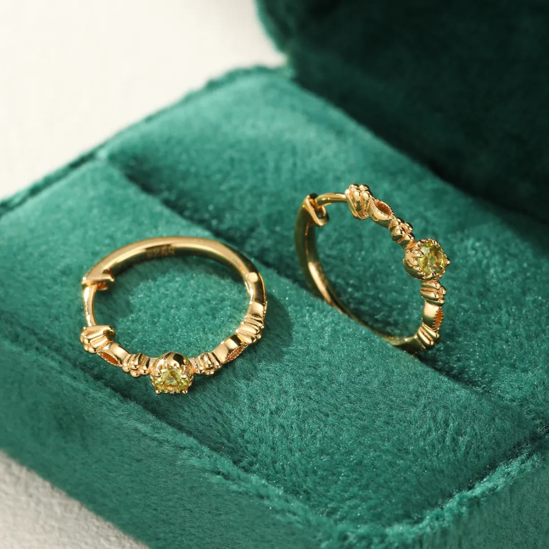 Peridot Hoop Earrings "Natural Finesse" Gold-Plated Silver