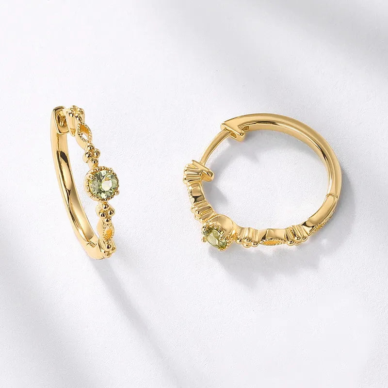 Peridot Hoop Earrings "Natural Finesse" Gold-Plated Silver