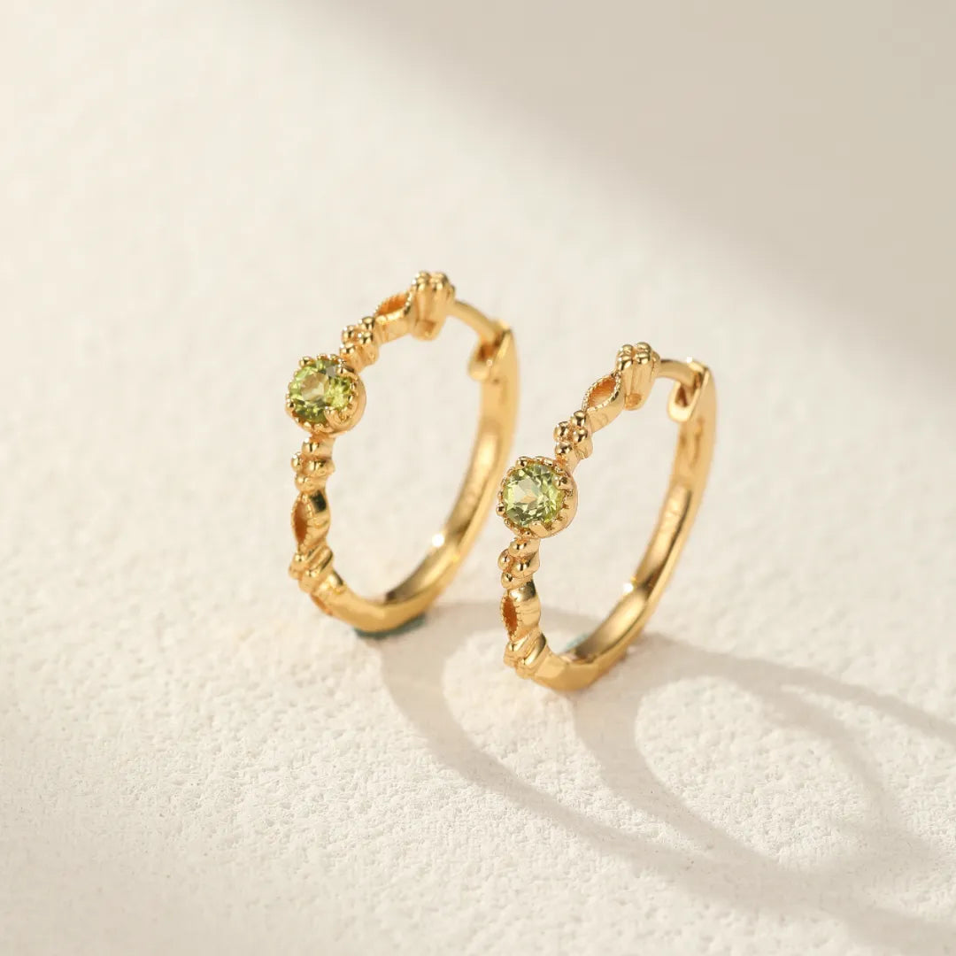 Peridot Creolen Ohrringe "Natürliche Finesse" Vergoldet Silber