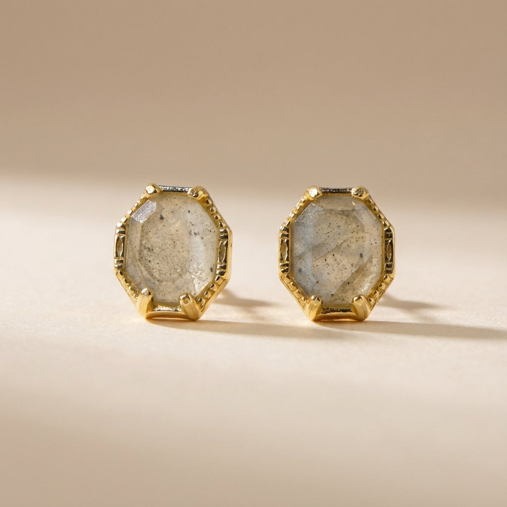 Labradorite Earrings "Mystical Elegance" Gold-Plated Silver