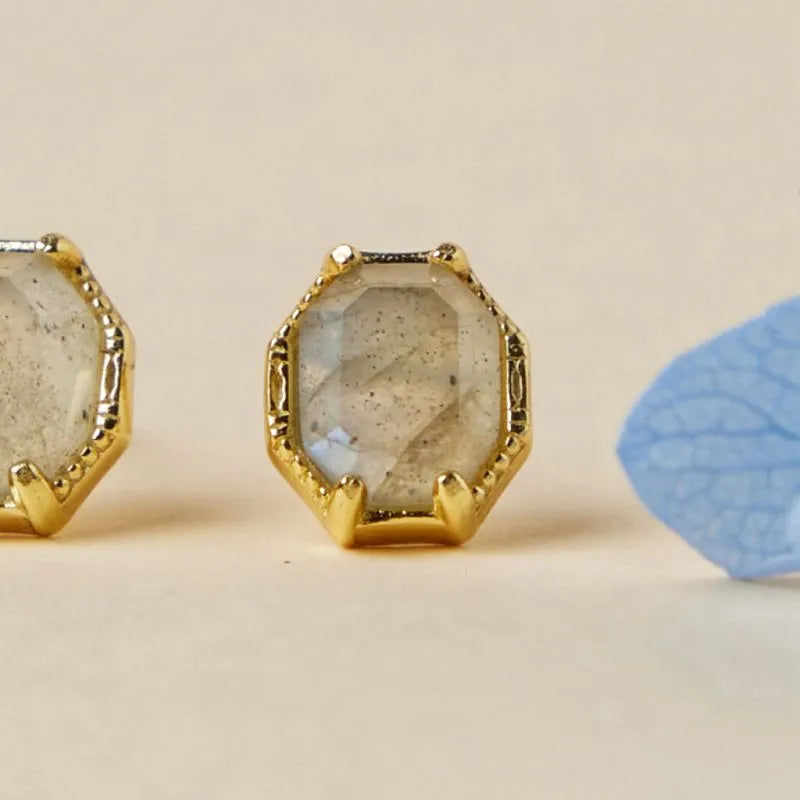 Pendientes de Labradorita "Elegancia Mística" Plata Dorada Oro