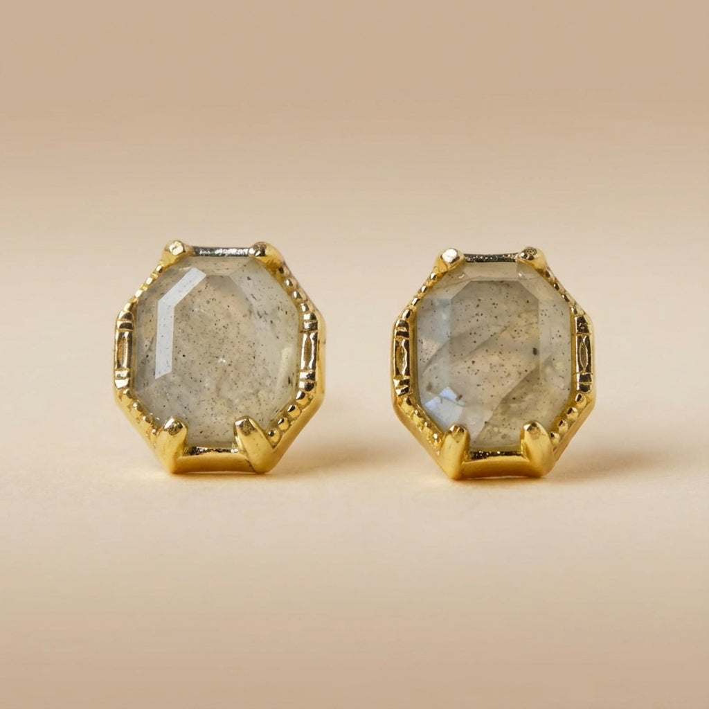 Pendientes de Labradorita "Elegancia Mística" Plata Dorada Oro