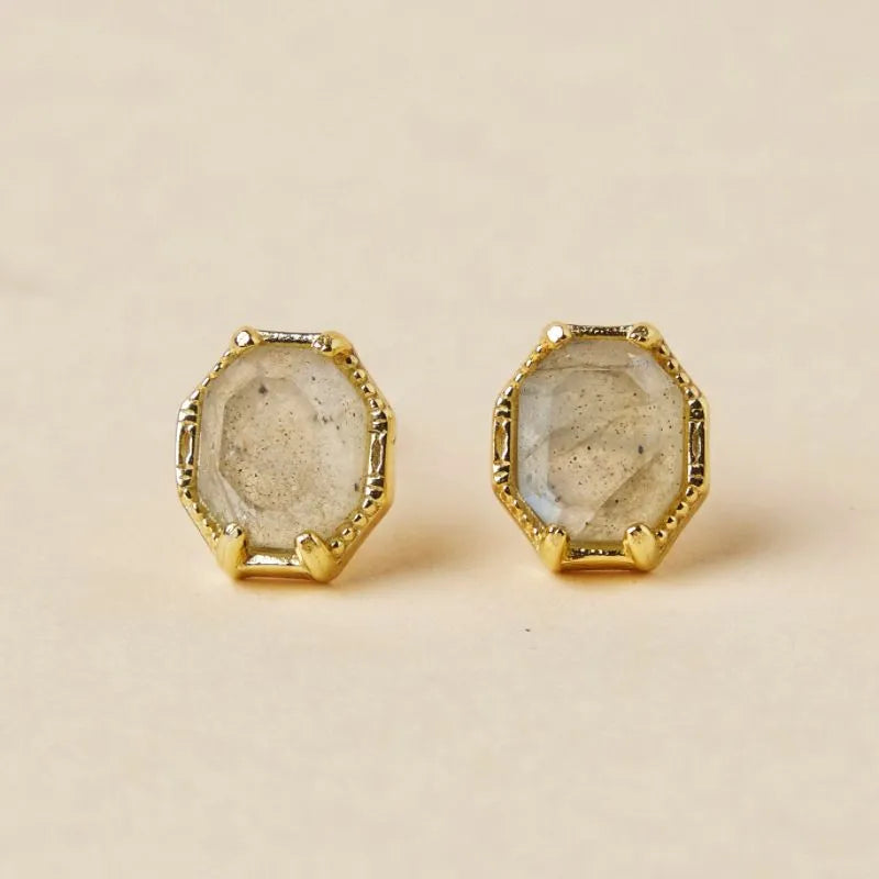 Pendientes de Labradorita "Elegancia Mística" Plata Dorada Oro
