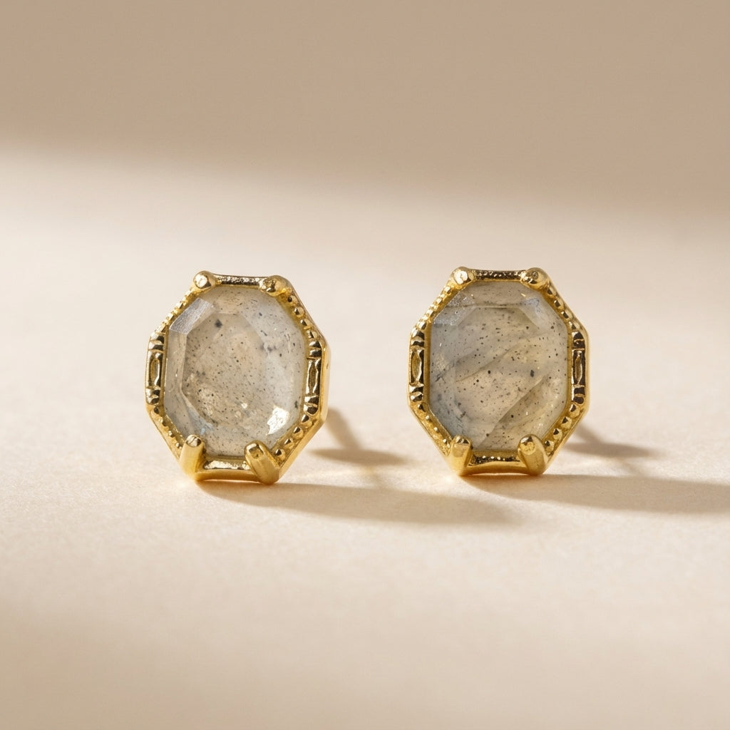 Pendientes de Labradorita "Elegancia Mística" Plata Dorada Oro