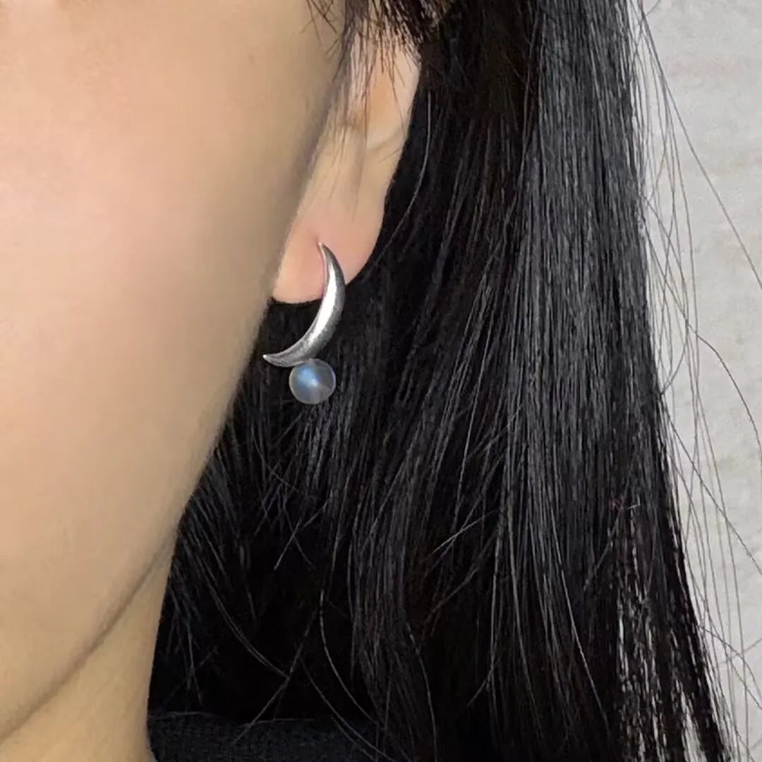 Labradorite Earrings "Enchanting Moon" Silver