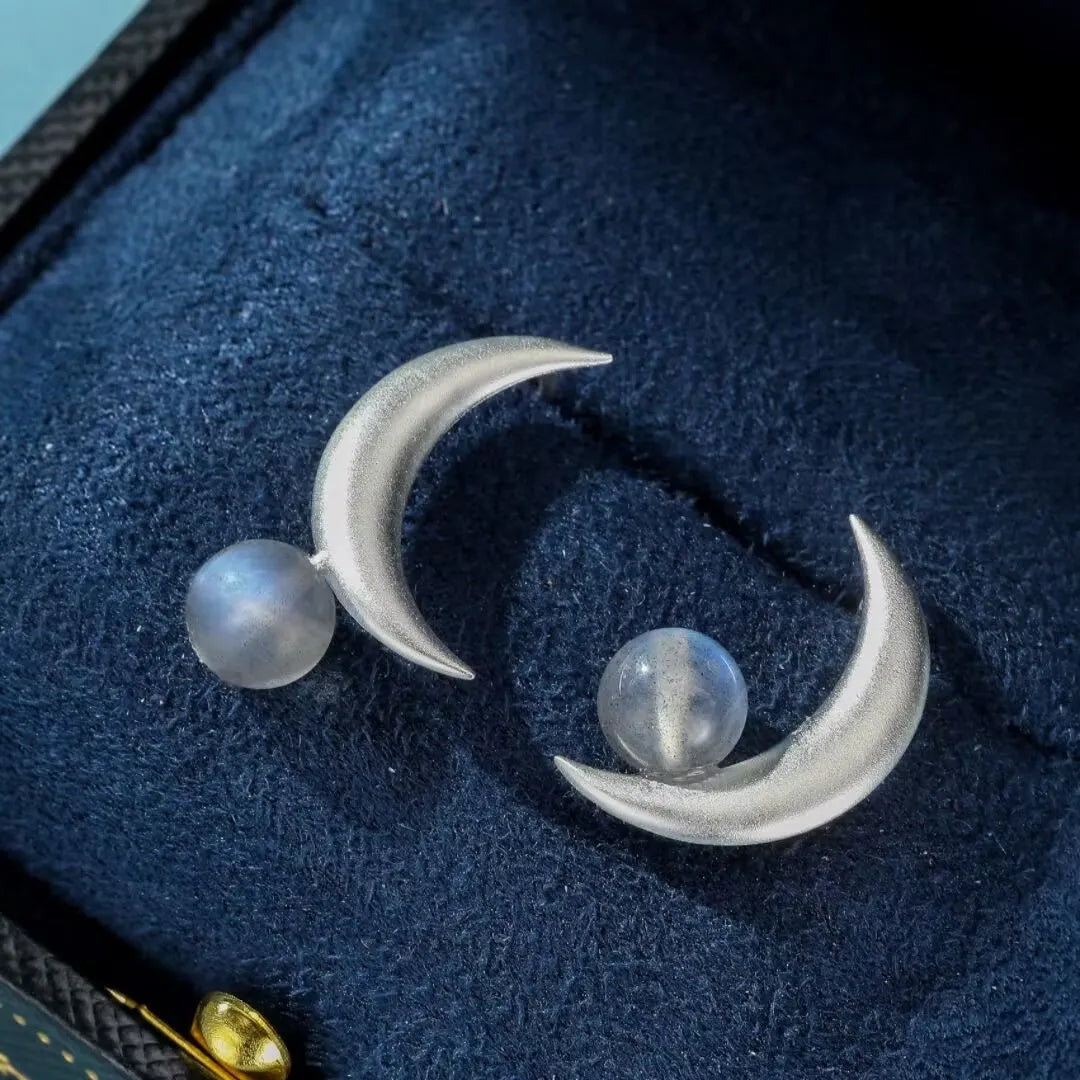 Labradorite Earrings "Enchanting Moon" Silver