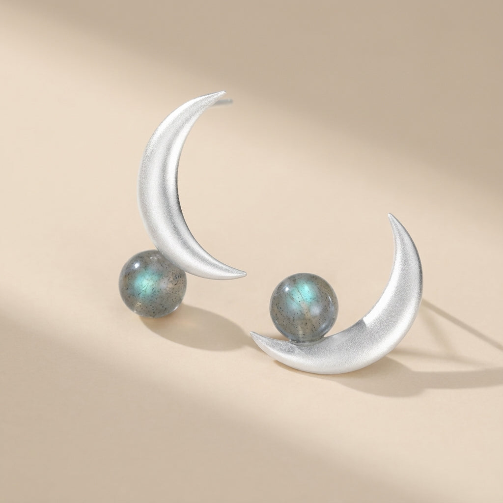 Labradorite Earrings "Enchanting Moon" Silver