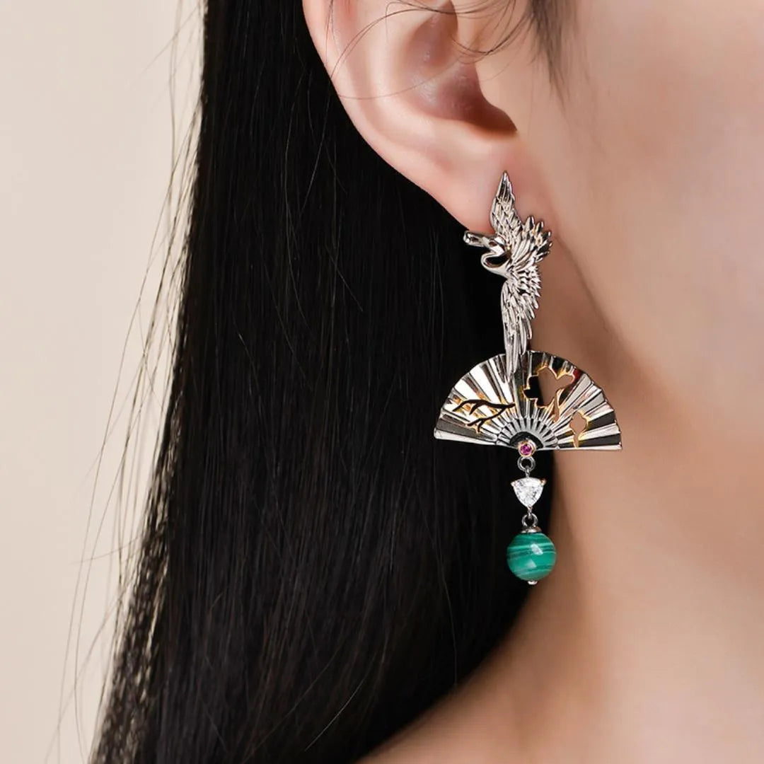 Malachit Ohrringe "Spiritueller Schutz" Silber