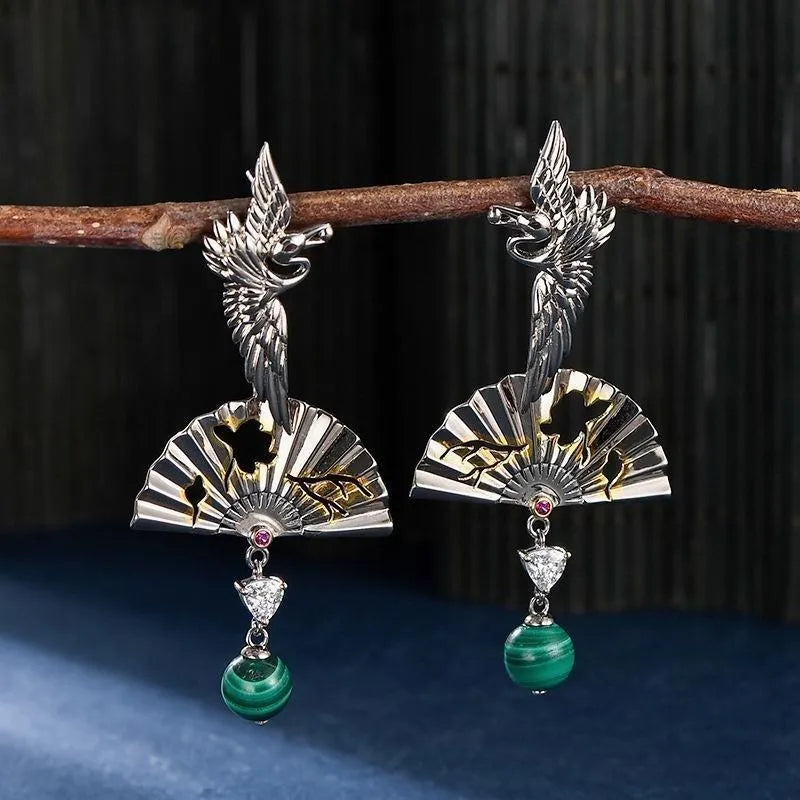 Malachit Ohrringe "Spiritueller Schutz" Silber