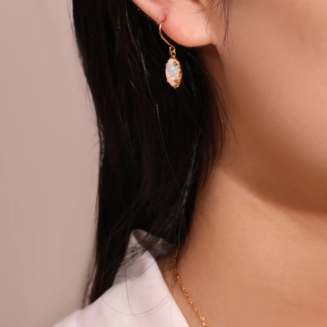 Ohrringe Opal "Verzauberndes Aura" Goldplattiert Silber