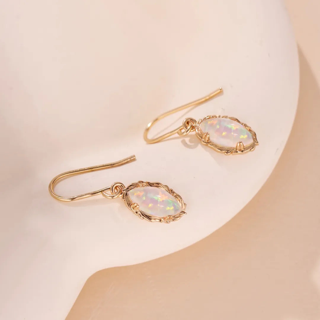 Opal Earrings "Enchanting Aura" Gold-Plated Silver