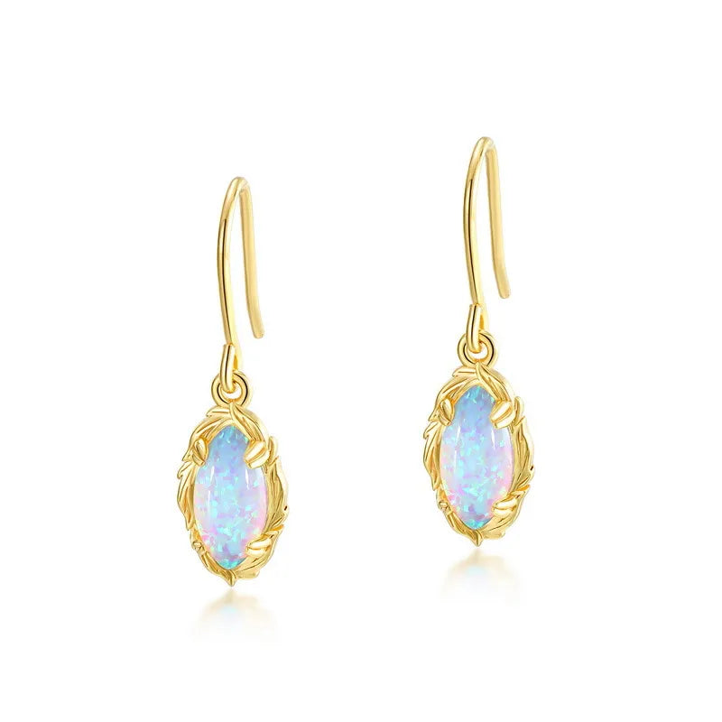Opal Earrings "Enchanting Aura" Gold-Plated Silver