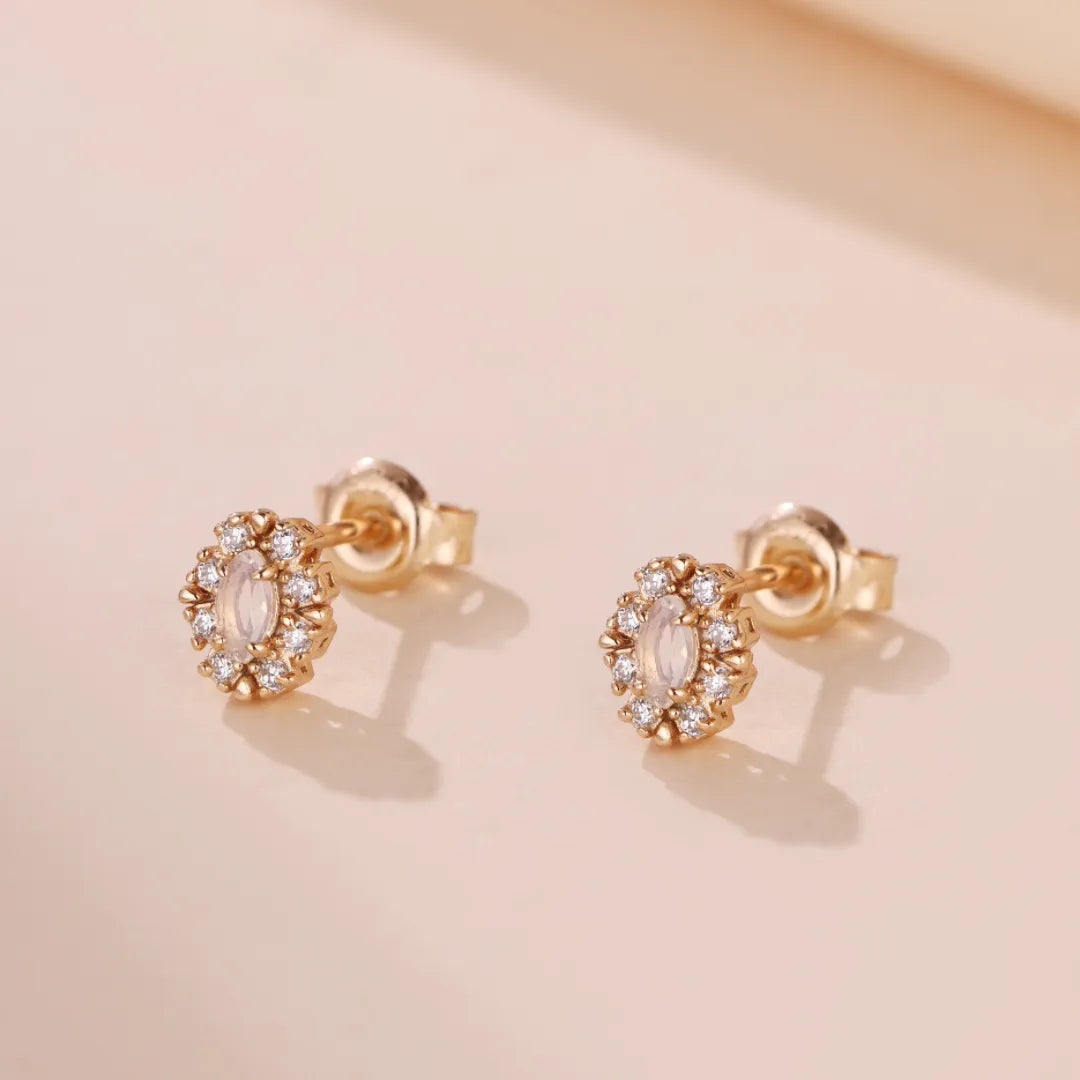 Ohrringe Opal "Himmlische Reinheit" vergoldet