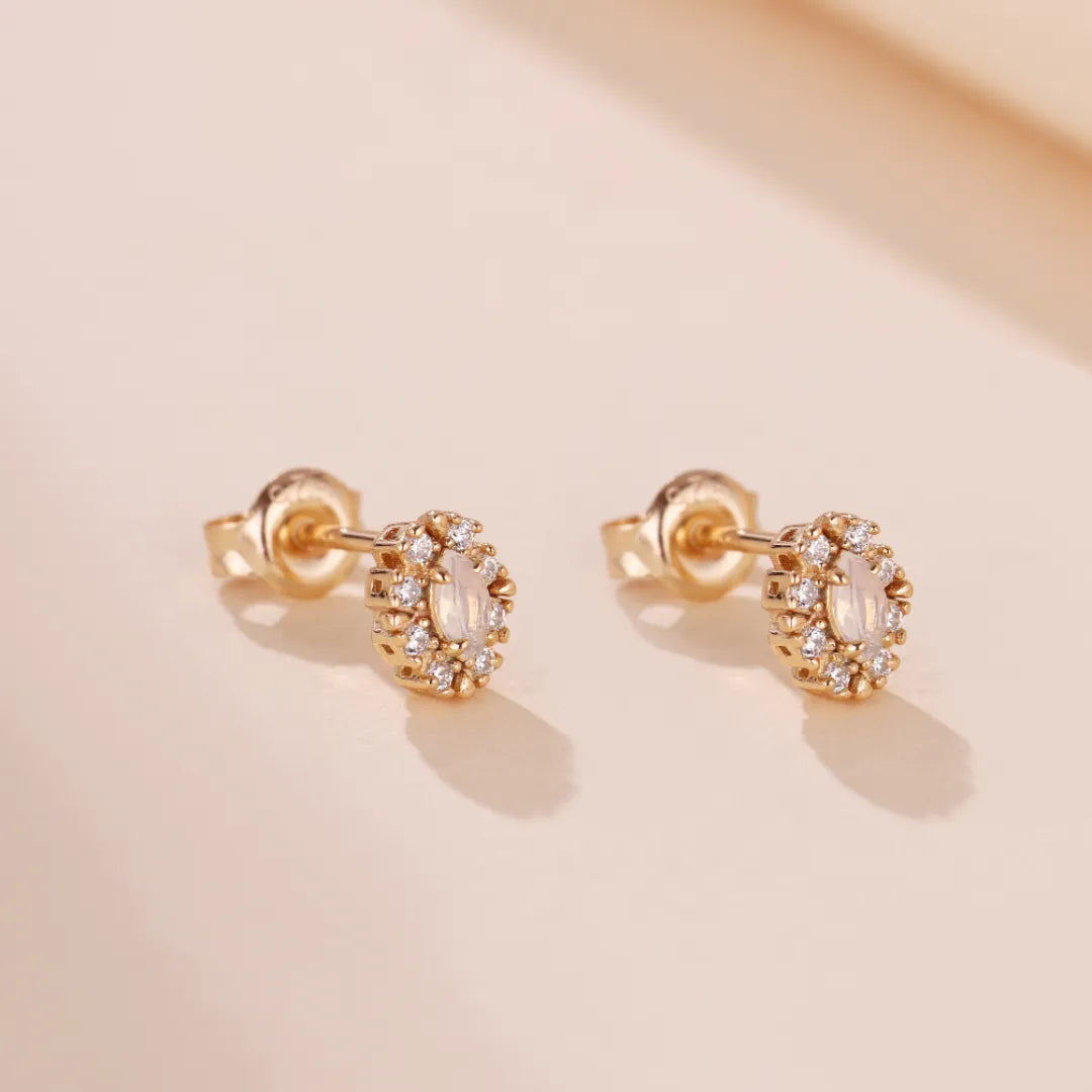 Ohrringe Opal "Himmlische Reinheit" vergoldet