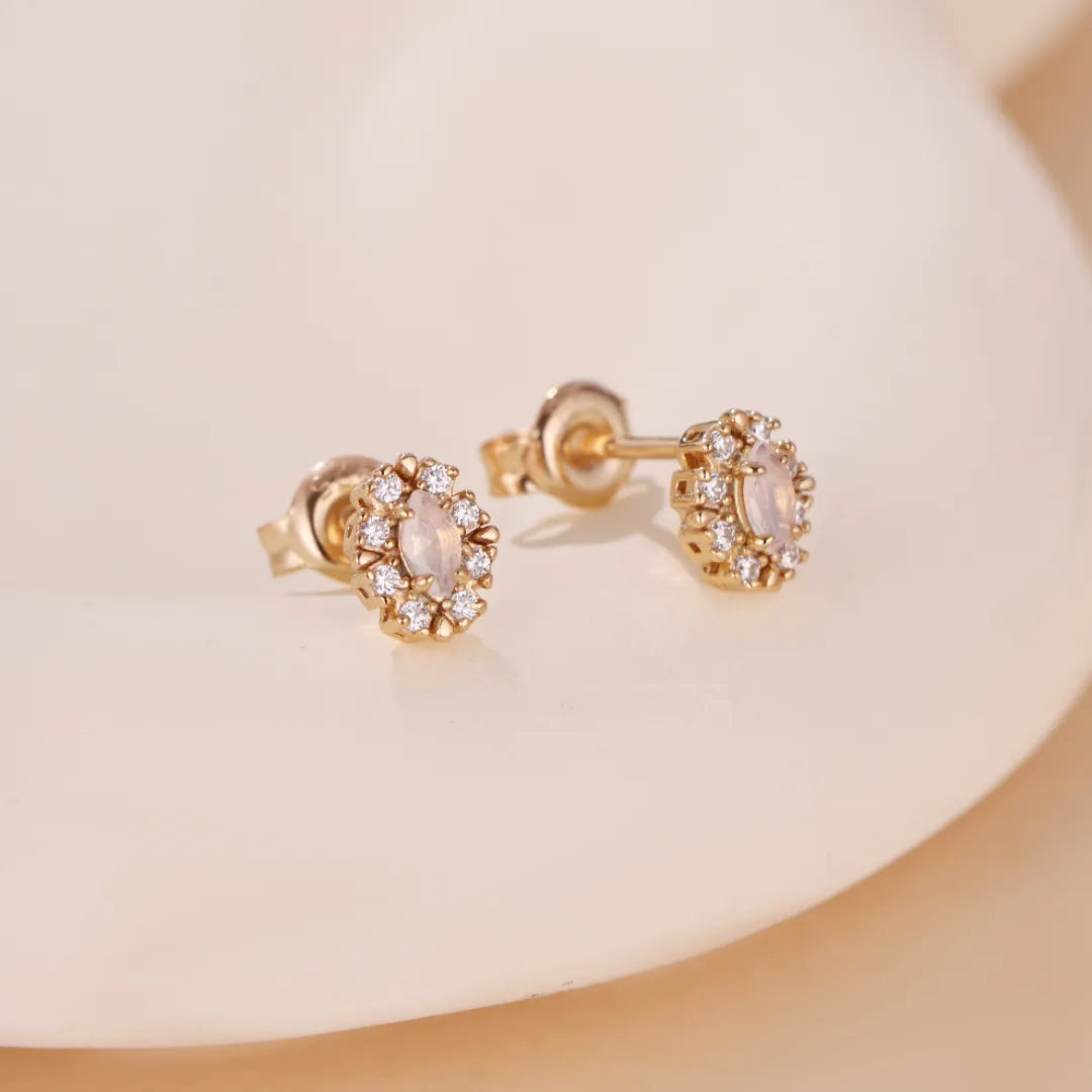 Ohrringe Opal "Himmlische Reinheit" vergoldet