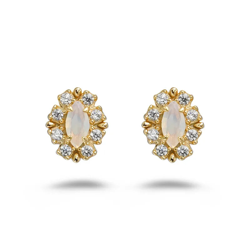 Ohrringe Opal "Himmlische Reinheit" vergoldet