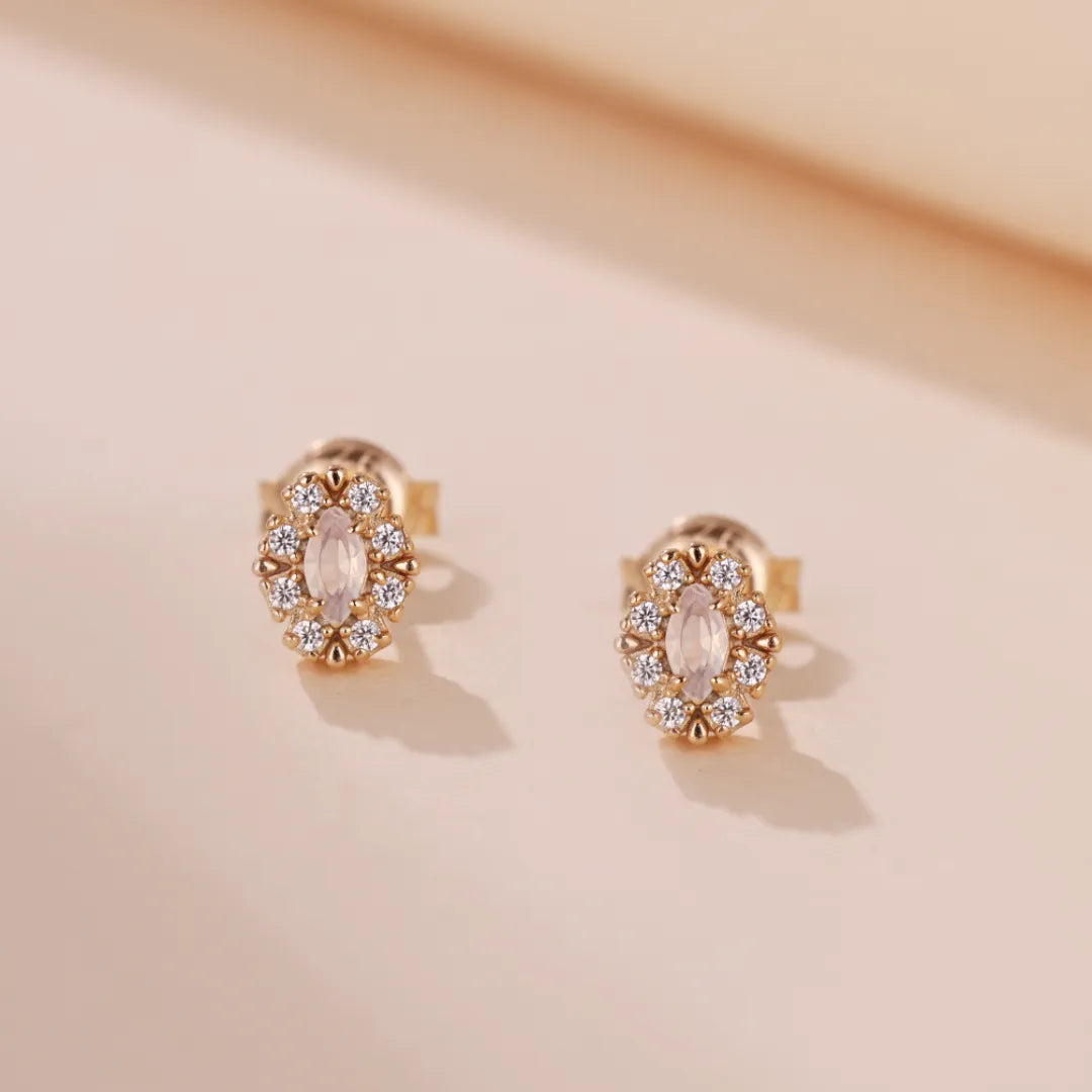 Ohrringe Opal "Himmlische Reinheit" vergoldet