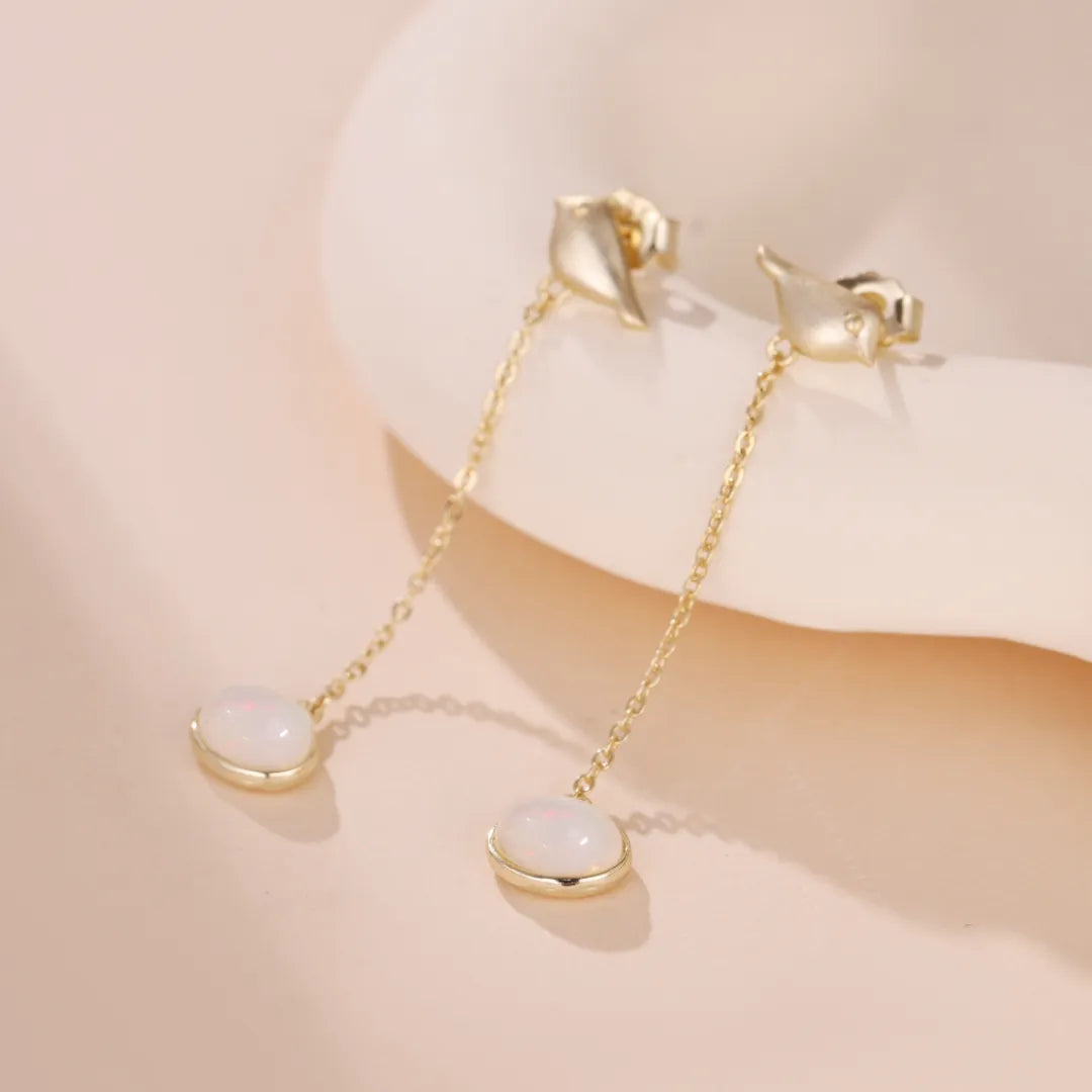 Ohrringe Opal "Mystische Reflexionen" Goldplattiert