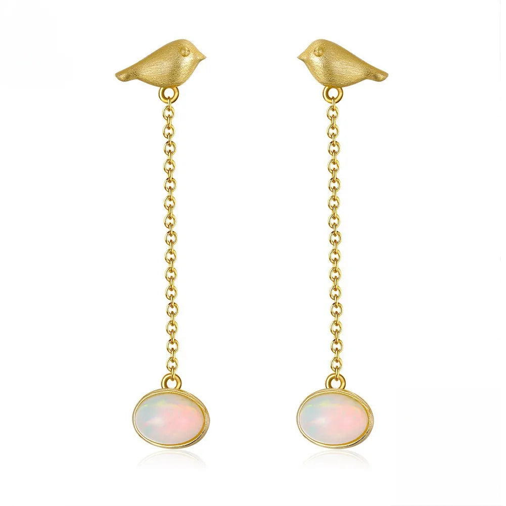 Ohrringe Opal "Mystische Reflexionen" Goldplattiert