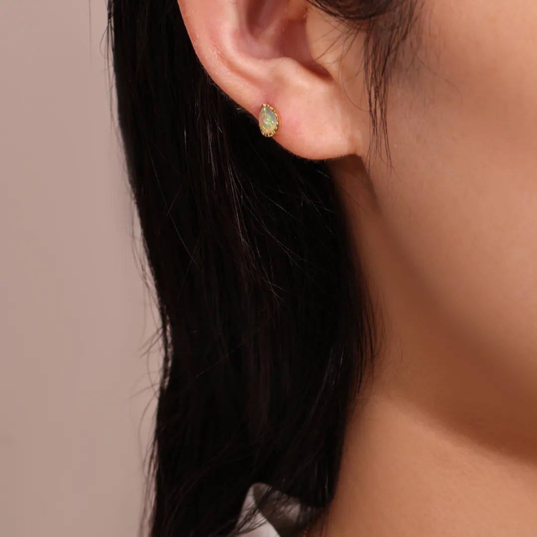 Ohrringe Opal "Sanfte Tropfen" Goldplattiert