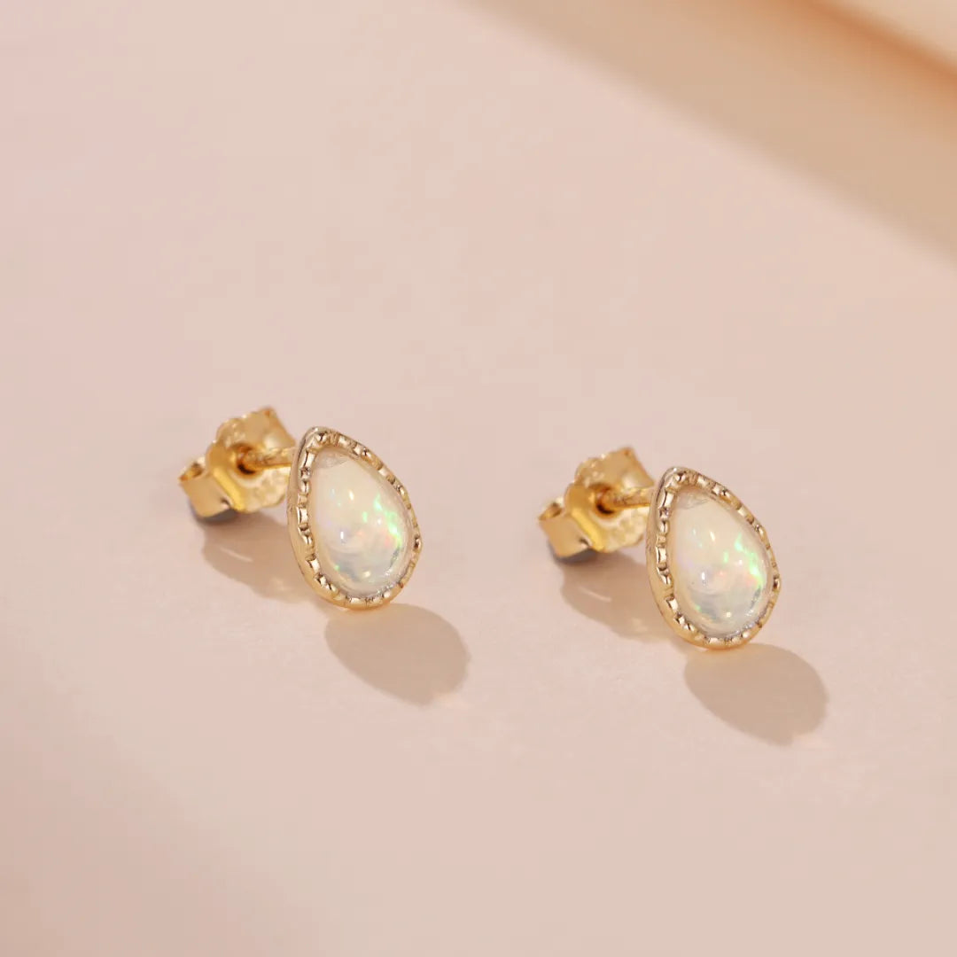 Ohrringe Opal "Sanfte Tropfen" Goldplattiert