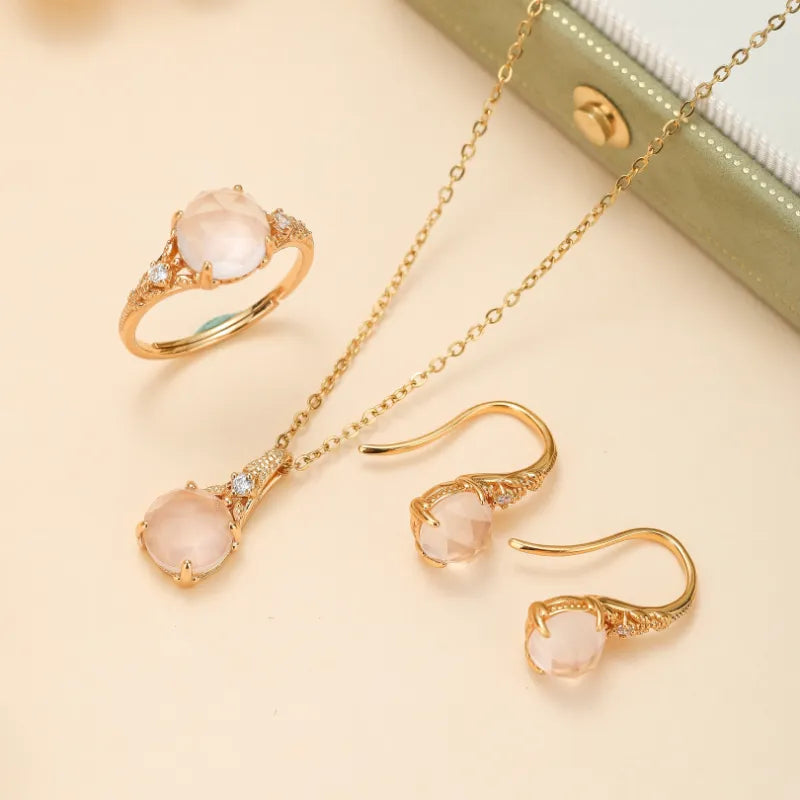 Rose Quartz Necklace "Beautiful Bloom" Gold-Plated Silver