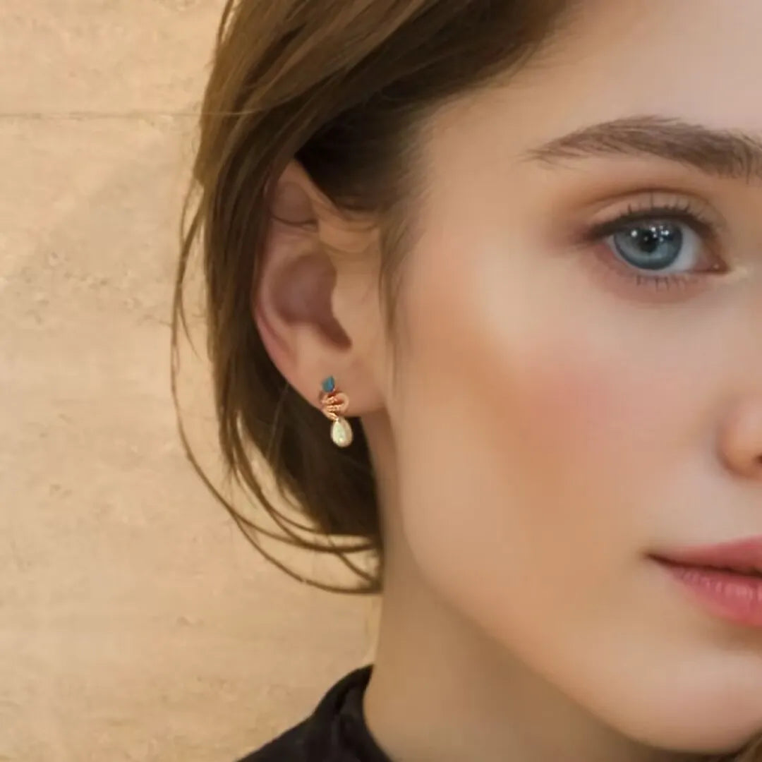 Ohrringe Schlange Türkis und Opal "Schlangen Charme" Silber