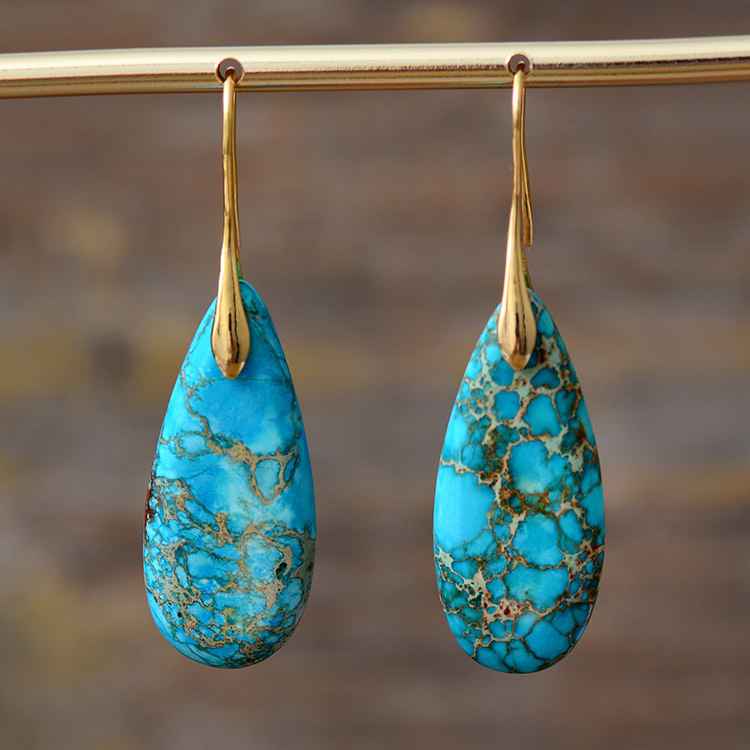 Turquoise Earrings "Celestial Beauty" Gold