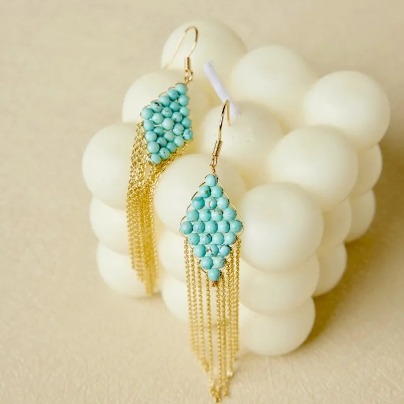 Turquoise Earrings "Charming Cascade" Gold-Plated Silver