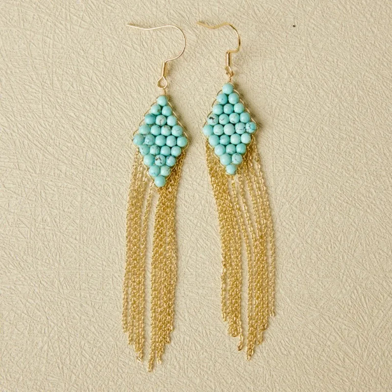 Turquoise Earrings "Charming Cascade" Gold-Plated Silver