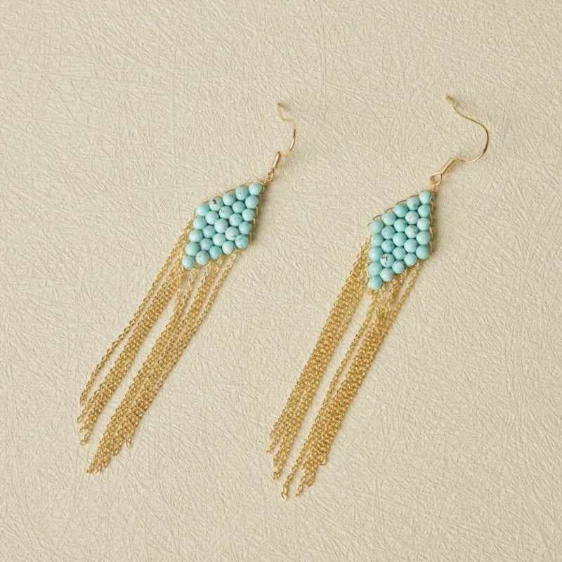 Turquoise Earrings "Charming Cascade" Gold-Plated Silver