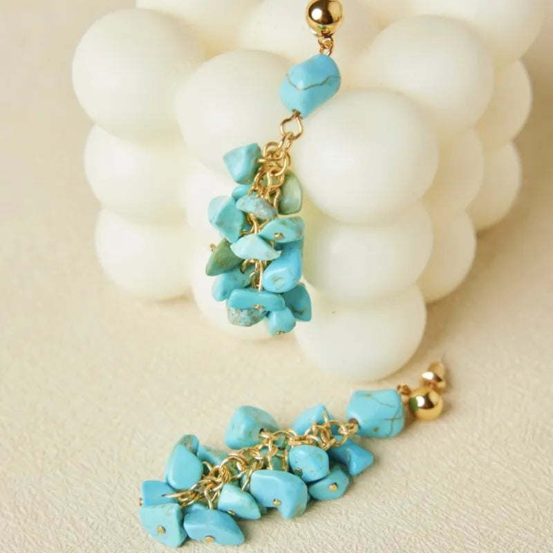 Orecchini Turchesi "Equilibrio Naturale" Dorato Oro