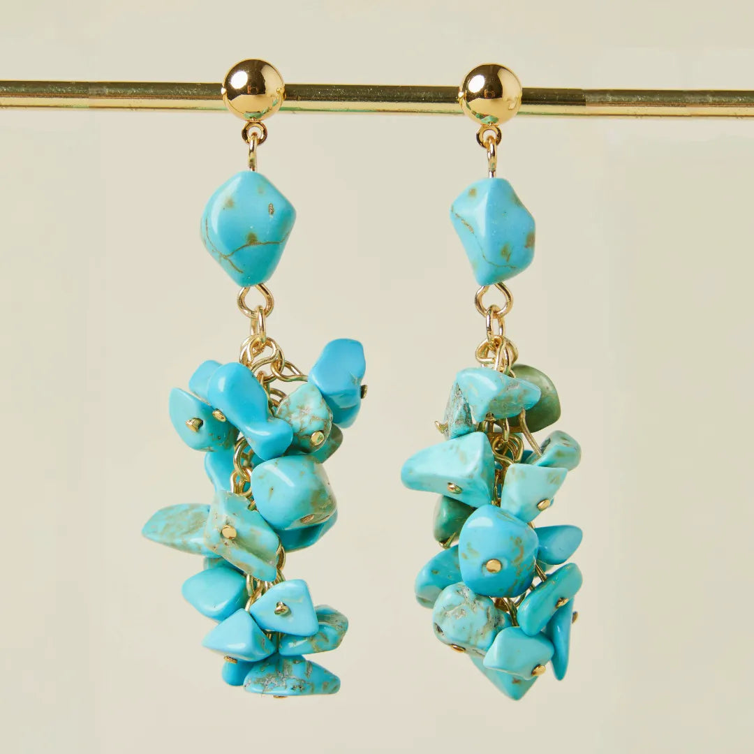 Boucles d'Oreilles Turquoise "Équilibre Naturel" Doré Or