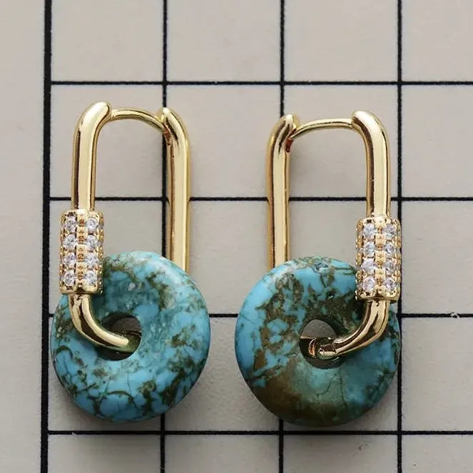Türkis Ohrringe "Luxuriös" Silber Vergoldet Gold