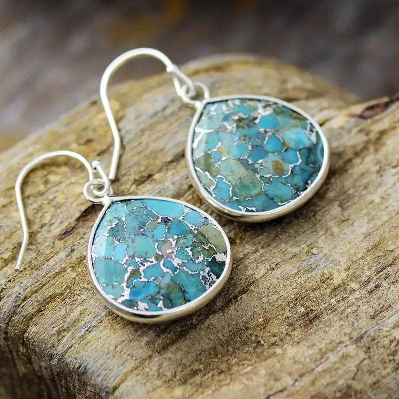 Turquoise Earrings "Deep Ocean" Gold-Plated Silver