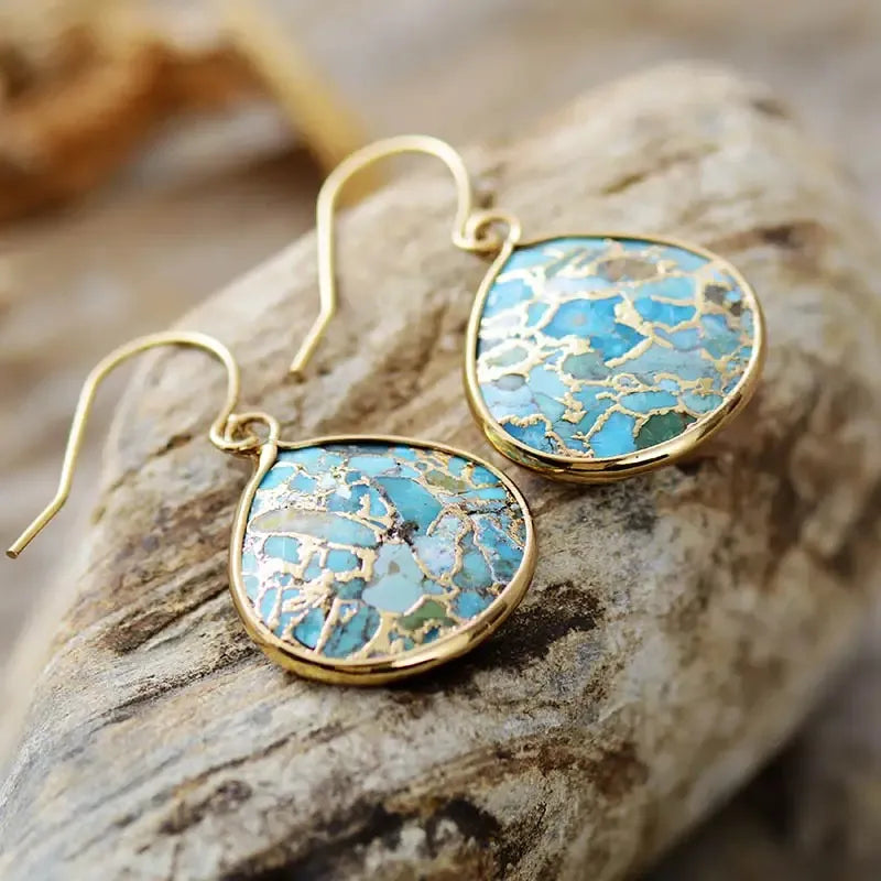 Turquoise Earrings "Deep Ocean" Gold-Plated Silver