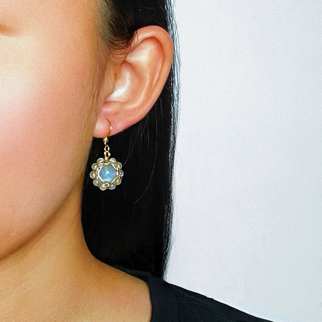 Ohrringe Labradorit "Himmelsblume" vergoldet