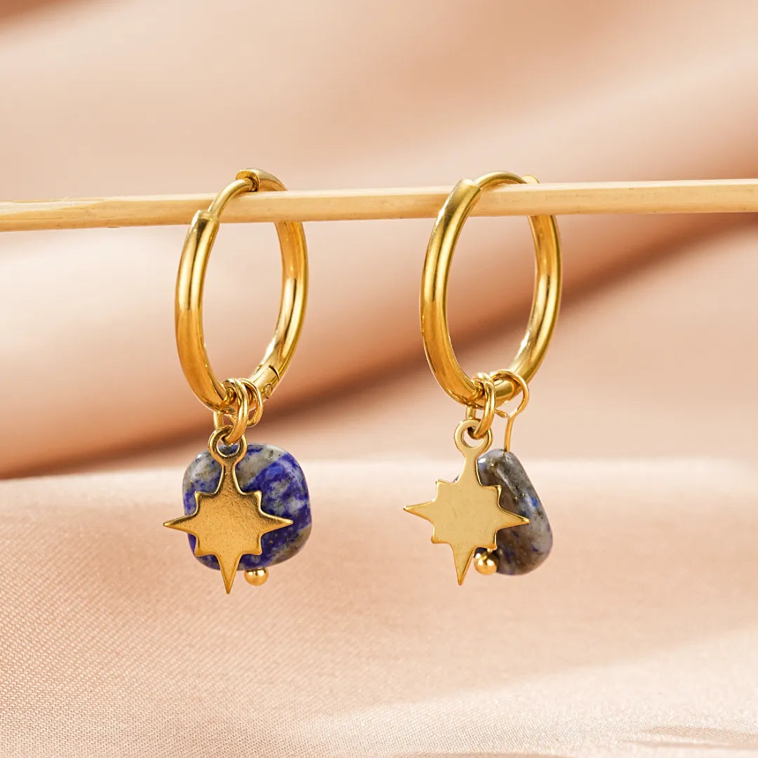 Boucles d'Oreilles Amazonite ou Lapis Lazuli "Petite Étoile"