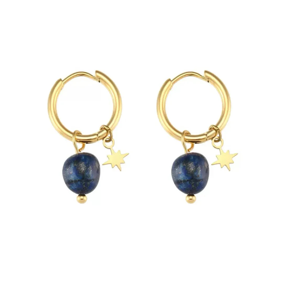 Boucles d'Oreilles Amazonite ou Lapis Lazuli "Petite Étoile"
