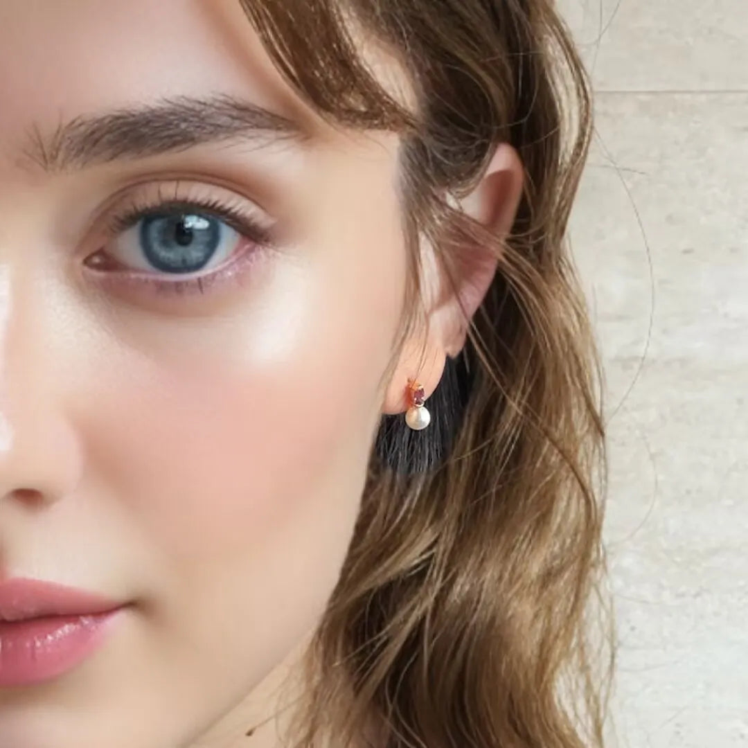 Amethyst and Pearl Earrings "Reflections of Elegance" Gold-Plated Silver