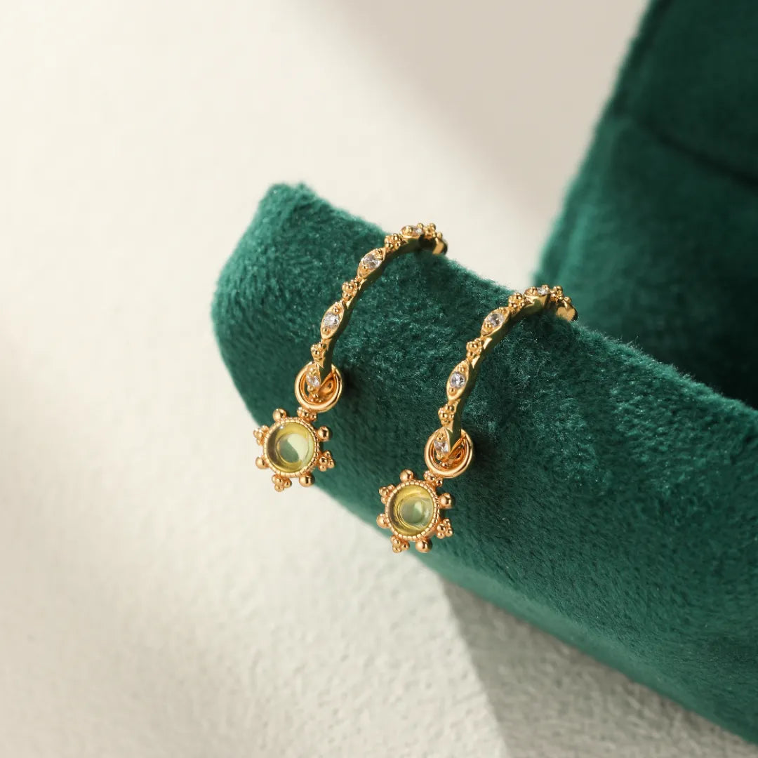 Peridot Hoop Earrings "Light Force" Gold-Plated Silver