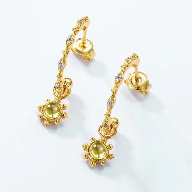 Peridot Hoop Earrings "Light Force" Gold-Plated Silver