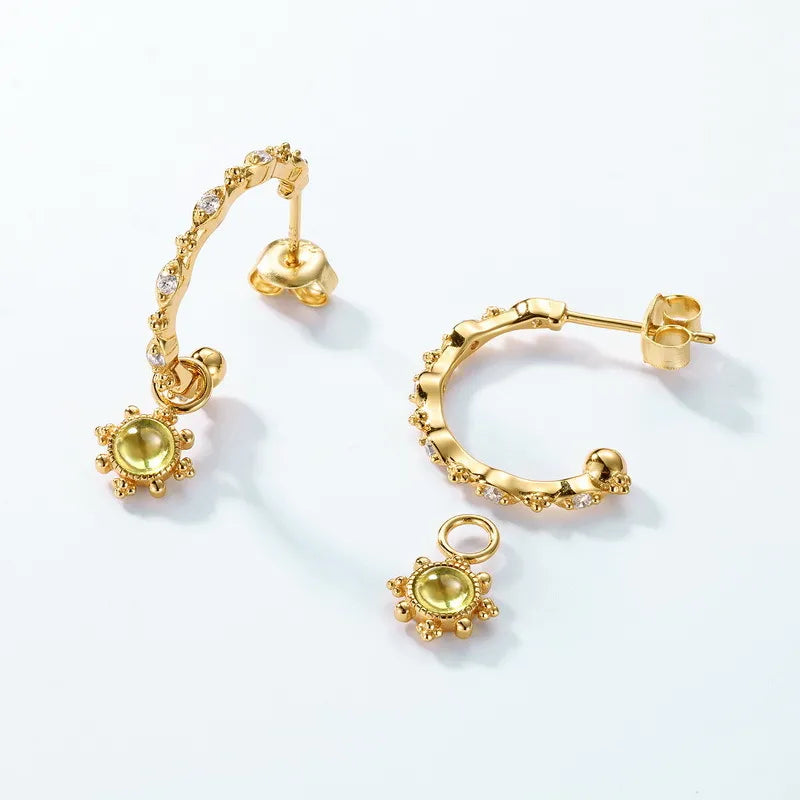 Peridot Hoop Earrings "Light Force" Gold-Plated Silver