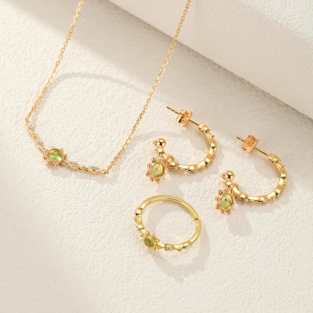 Peridot Hoop Earrings "Light Force" Gold-Plated Silver