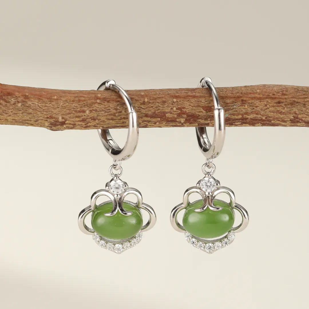Jade Earrings "Ancestral Serenity" Silver