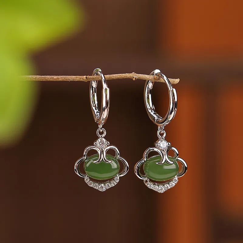 Jade Earrings "Ancestral Serenity" Silver