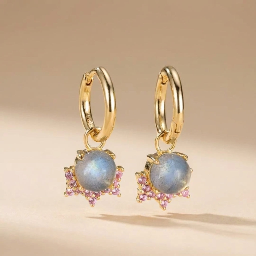 Labradorit Ohrringe "Himmlische Magie" Goldplattiert Silber