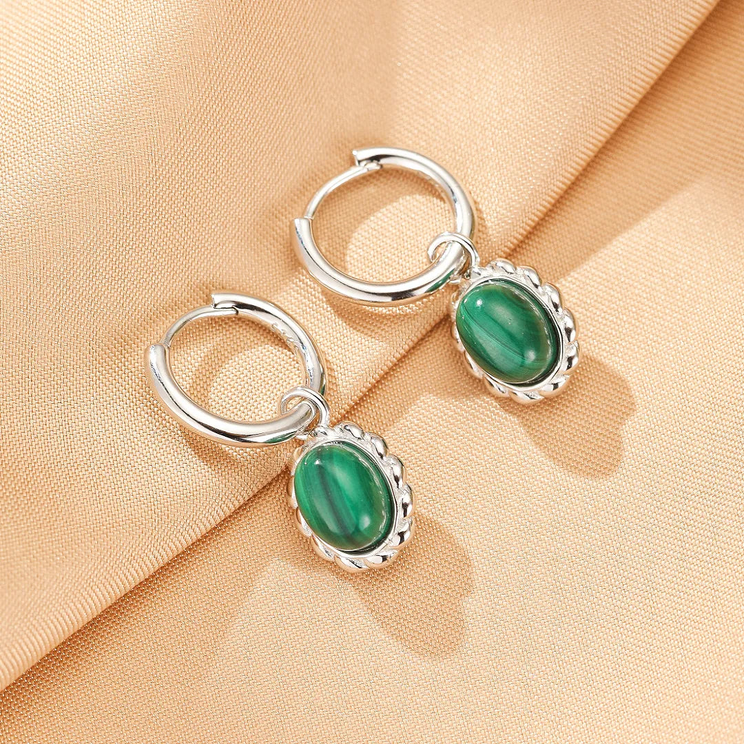 Boucles d'Oreilles Malachite "Verdure Charmante" Argent